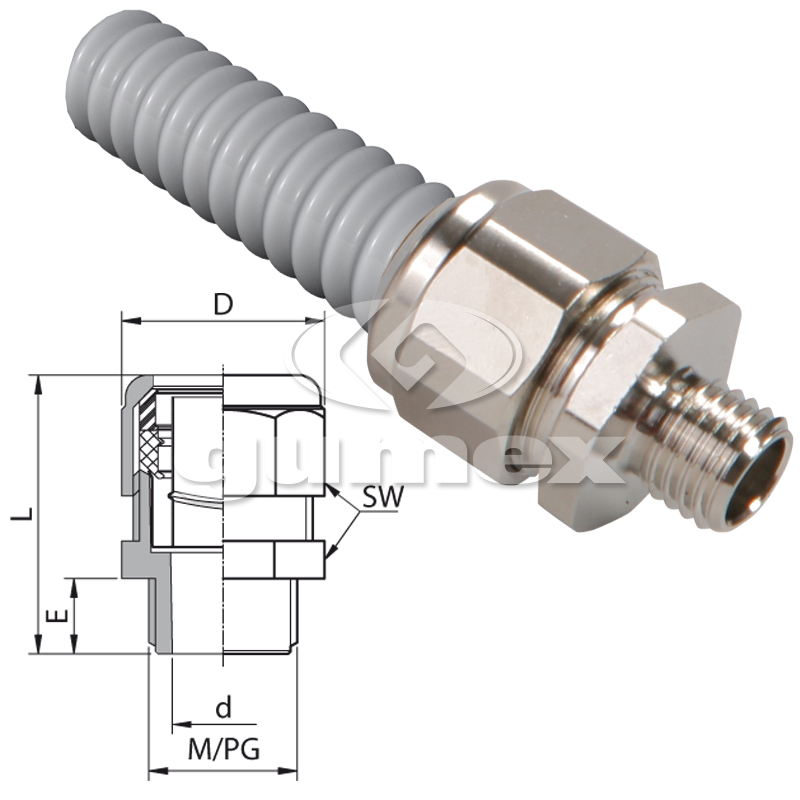 METALL-VERBINDER AUK 159M FÜR SCHUTZSCHLÄUCHE WELLFLEX PVC 111 UND WELLFLEX PUR 118